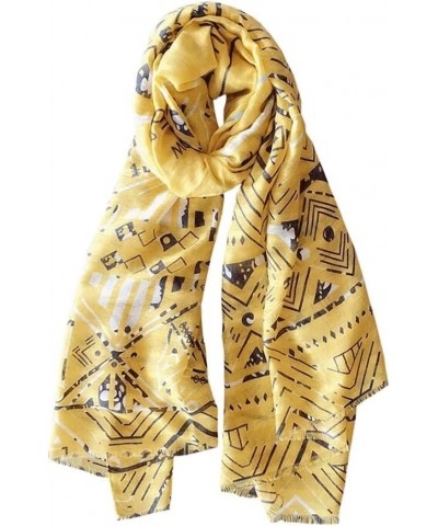 Spring and Autumn New Korean Version of The Geometric Soft Cotton and Linen Scarf Women Super Wild ShawlSilk Scarf Yellow $23...