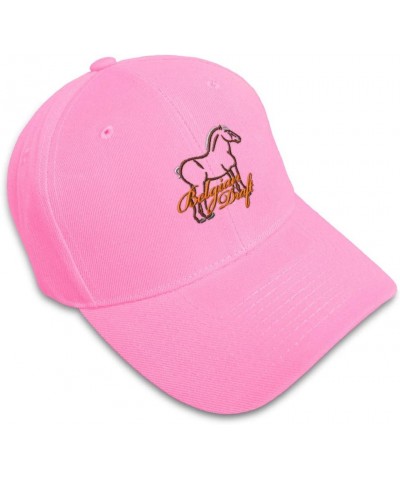 Custom Baseball Cap Animal Horse Belgian Draft Embroidery Horses Acrylic Soft Pink Design Only $11.50 Baseball Caps