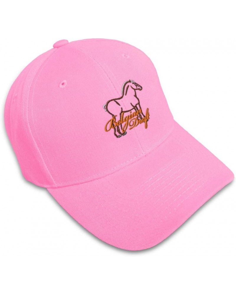 Custom Baseball Cap Animal Horse Belgian Draft Embroidery Horses Acrylic Soft Pink Design Only $11.50 Baseball Caps