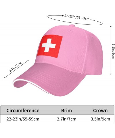 Swiss Flag Hat Adjustable Sandwich Peaked Cap Outdoor Sports Baseball Cap Trucker Cap Pink $13.00 Baseball Caps