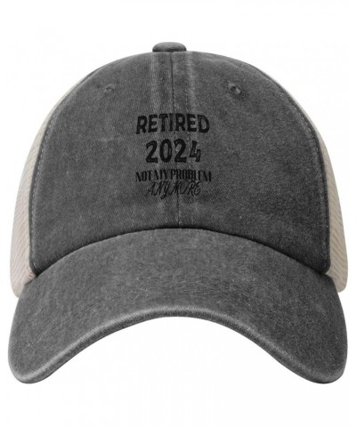 Funny Retired 2024 Not My Problem Anymore Gifts Cowboy Hat Men Vintage Mesh Baseball Cap Women Trucker Hat Black Deep Heather...