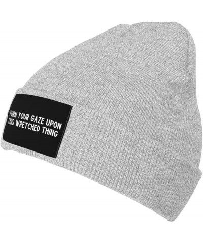 Turn Your Gaze Upon This Wretched Thing Beanie for Men,Slouchy Knit Skull Cap Warm Winter Hat Cuffed Plain Hat Gray $9.94 Sku...