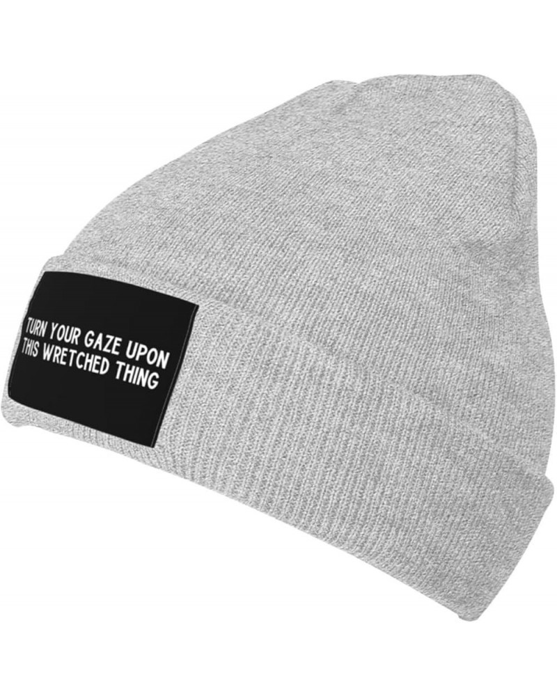 Turn Your Gaze Upon This Wretched Thing Beanie for Men,Slouchy Knit Skull Cap Warm Winter Hat Cuffed Plain Hat Gray $9.94 Sku...