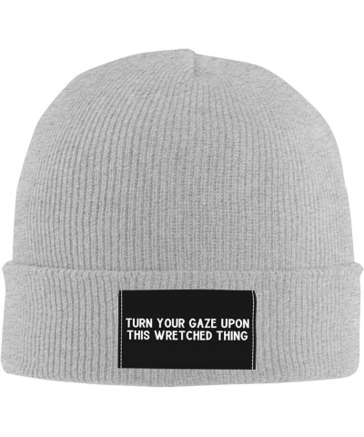 Turn Your Gaze Upon This Wretched Thing Beanie for Men,Slouchy Knit Skull Cap Warm Winter Hat Cuffed Plain Hat Gray $9.94 Sku...