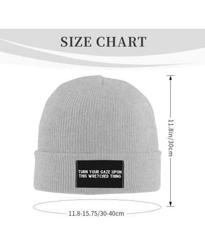 Turn Your Gaze Upon This Wretched Thing Beanie for Men,Slouchy Knit Skull Cap Warm Winter Hat Cuffed Plain Hat Gray $9.94 Sku...