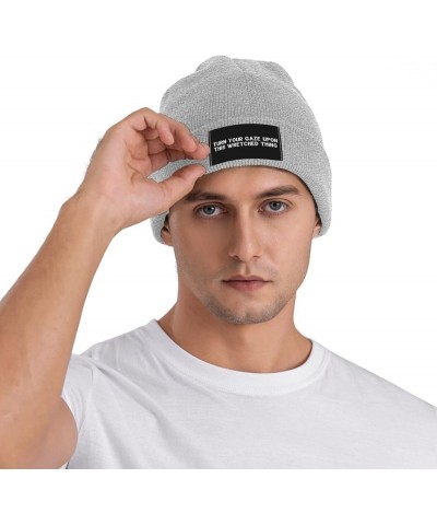 Turn Your Gaze Upon This Wretched Thing Beanie for Men,Slouchy Knit Skull Cap Warm Winter Hat Cuffed Plain Hat Gray $9.94 Sku...