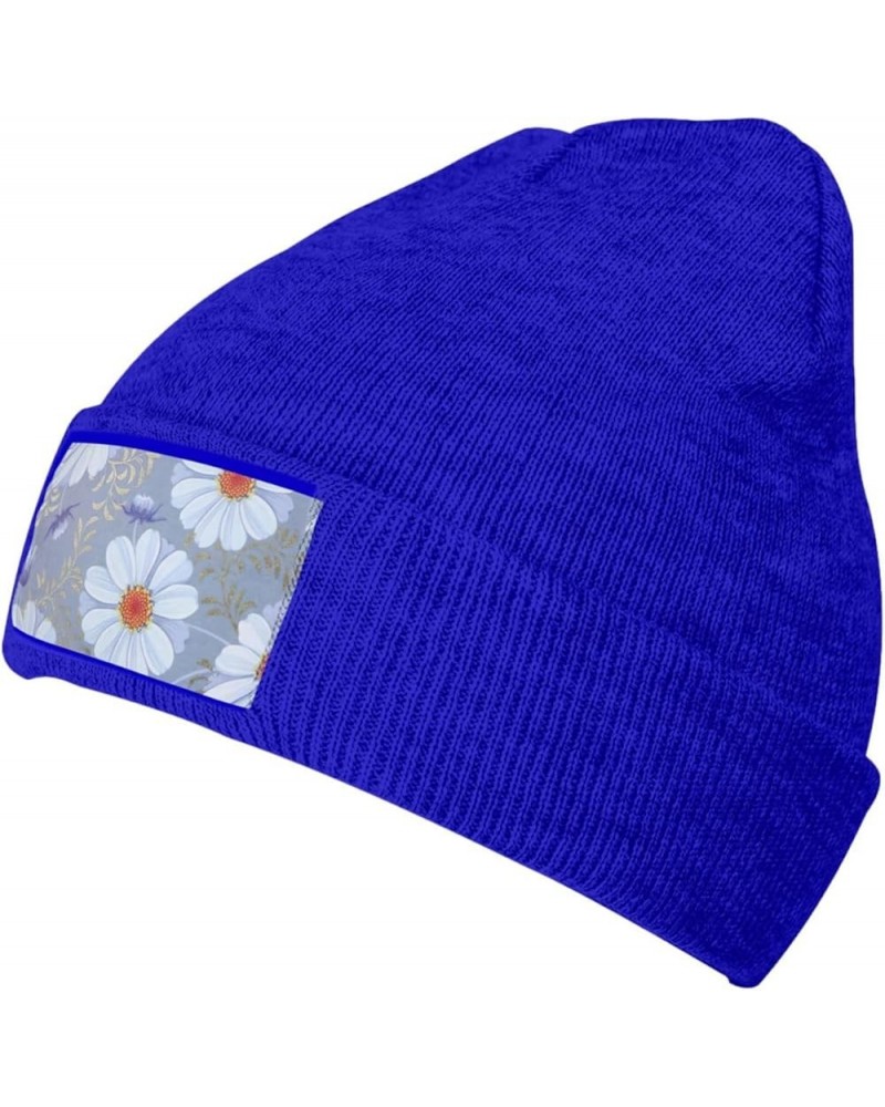 Daisy Blue. Print Knitted Hat Knit Cap Daily Knit Hat Men's Unisex Winter Beanie Hat Women Cap Warm Soft Caps Blue $14.55 Sku...