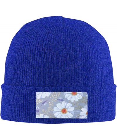 Daisy Blue. Print Knitted Hat Knit Cap Daily Knit Hat Men's Unisex Winter Beanie Hat Women Cap Warm Soft Caps Blue $14.55 Sku...