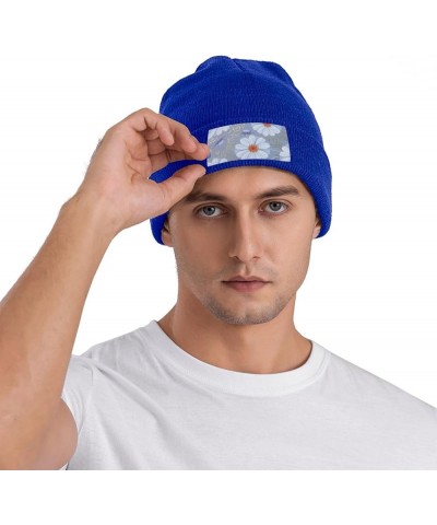 Daisy Blue. Print Knitted Hat Knit Cap Daily Knit Hat Men's Unisex Winter Beanie Hat Women Cap Warm Soft Caps Blue $14.55 Sku...