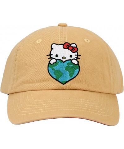 Hello Kitty Embroidered Canvas Cotton Twill Dad Hat Brown $11.21 Baseball Caps