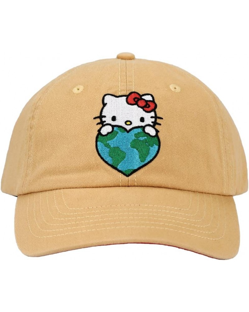 Hello Kitty Embroidered Canvas Cotton Twill Dad Hat Brown $11.21 Baseball Caps