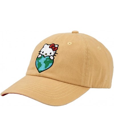 Hello Kitty Embroidered Canvas Cotton Twill Dad Hat Brown $11.21 Baseball Caps