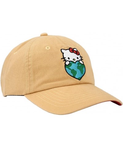 Hello Kitty Embroidered Canvas Cotton Twill Dad Hat Brown $11.21 Baseball Caps