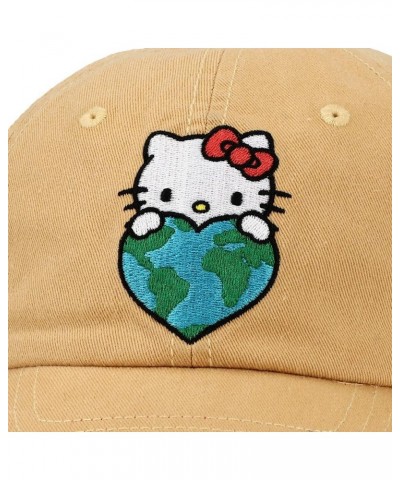 Hello Kitty Embroidered Canvas Cotton Twill Dad Hat Brown $11.21 Baseball Caps