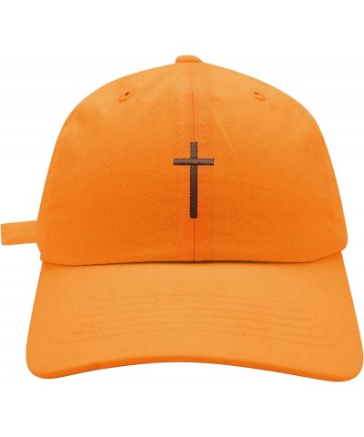 Cross Baseball Cap Embroidered Cotton Dad Hat - Christian, Jesus Orange $11.75 Baseball Caps