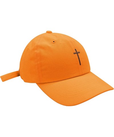 Cross Baseball Cap Embroidered Cotton Dad Hat - Christian, Jesus Orange $11.75 Baseball Caps