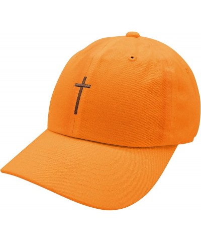 Cross Baseball Cap Embroidered Cotton Dad Hat - Christian, Jesus Orange $11.75 Baseball Caps