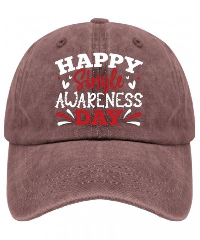 Happy Single Awareness Day hat USA hat Pigment Black dad hat Gifts for Men Cool Hats Wine Red $10.19 Cowboy Hats