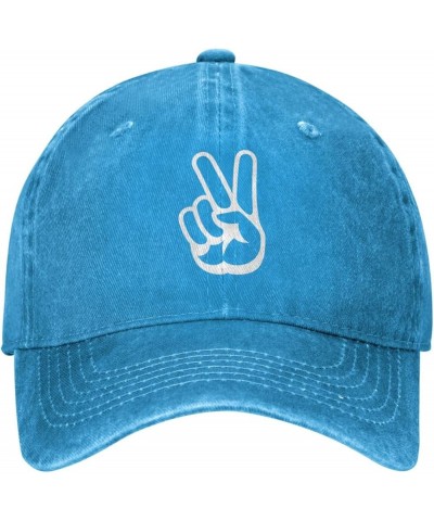 Peace Gestures Cowboy Cap Adjustable for Men Women Vintage Wash Baseball Cap Black Blue $14.25 Cowboy Hats