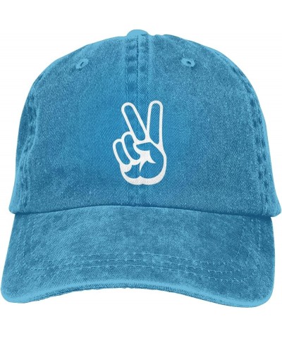 Peace Gestures Cowboy Cap Adjustable for Men Women Vintage Wash Baseball Cap Black Blue $14.25 Cowboy Hats