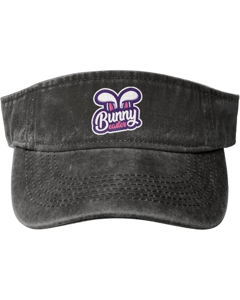 Easter Bunny Sun Visor Hats for Women Men Sun Hat Cotton Golf Hat Vintage Baseball Cap Black $13.30 Visors