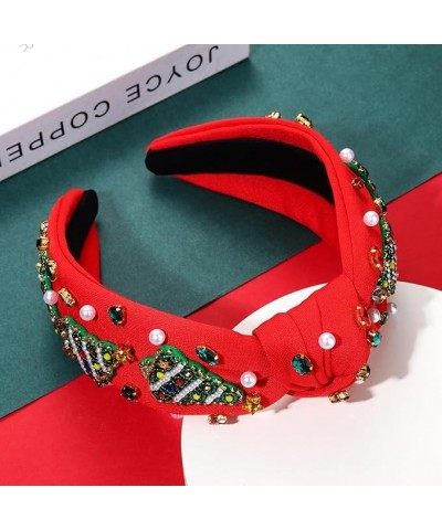 Christmas Headband for Women Christmas Accessories Xmas Bow Tree Snowflake Knotted Headband Crystal Top Knot Headband Christm...