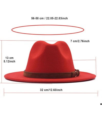 Fedora Hat Soft Wool Felt Fashionable Panama Hats Classic Wide Brim Cloche Hat with Leather Belt Buckle for Men Women Army Gr...