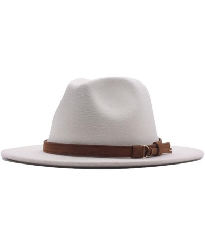 Fedora Hat Soft Wool Felt Fashionable Panama Hats Classic Wide Brim Cloche Hat with Leather Belt Buckle for Men Women Army Gr...