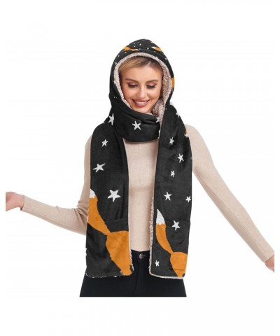 Women Winter Warm Hoodie Hat Scarf Gloves Pocket Warm Hat Fox Star(l1) Long Scarf Wraps(237br6a) $17.15 Scarves