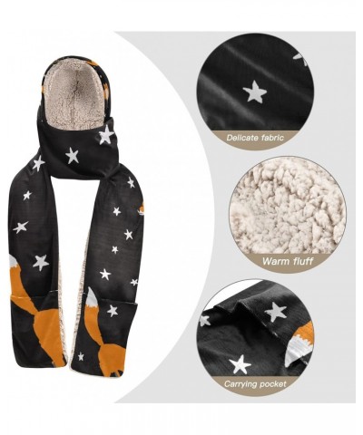 Women Winter Warm Hoodie Hat Scarf Gloves Pocket Warm Hat Fox Star(l1) Long Scarf Wraps(237br6a) $17.15 Scarves