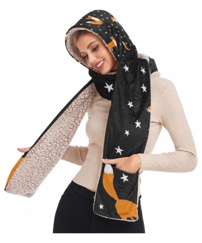 Women Winter Warm Hoodie Hat Scarf Gloves Pocket Warm Hat Fox Star(l1) Long Scarf Wraps(237br6a) $17.15 Scarves