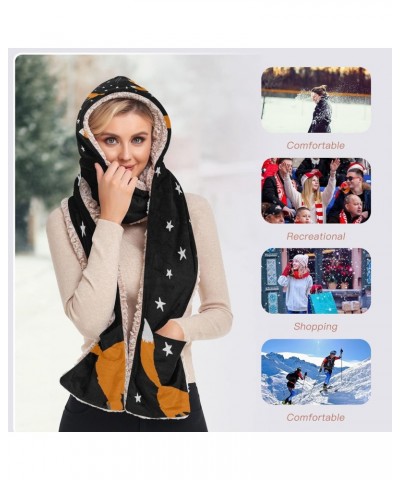 Women Winter Warm Hoodie Hat Scarf Gloves Pocket Warm Hat Fox Star(l1) Long Scarf Wraps(237br6a) $17.15 Scarves