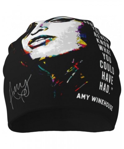 Amy Music Winehouse Singer Knit Hat Beanie Hats for Women Men Cuffed Knit Hat Slouchy Thick Soft Warm Ski Caps Black $22.62 S...