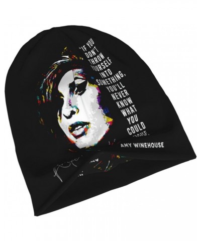 Amy Music Winehouse Singer Knit Hat Beanie Hats for Women Men Cuffed Knit Hat Slouchy Thick Soft Warm Ski Caps Black $22.62 S...