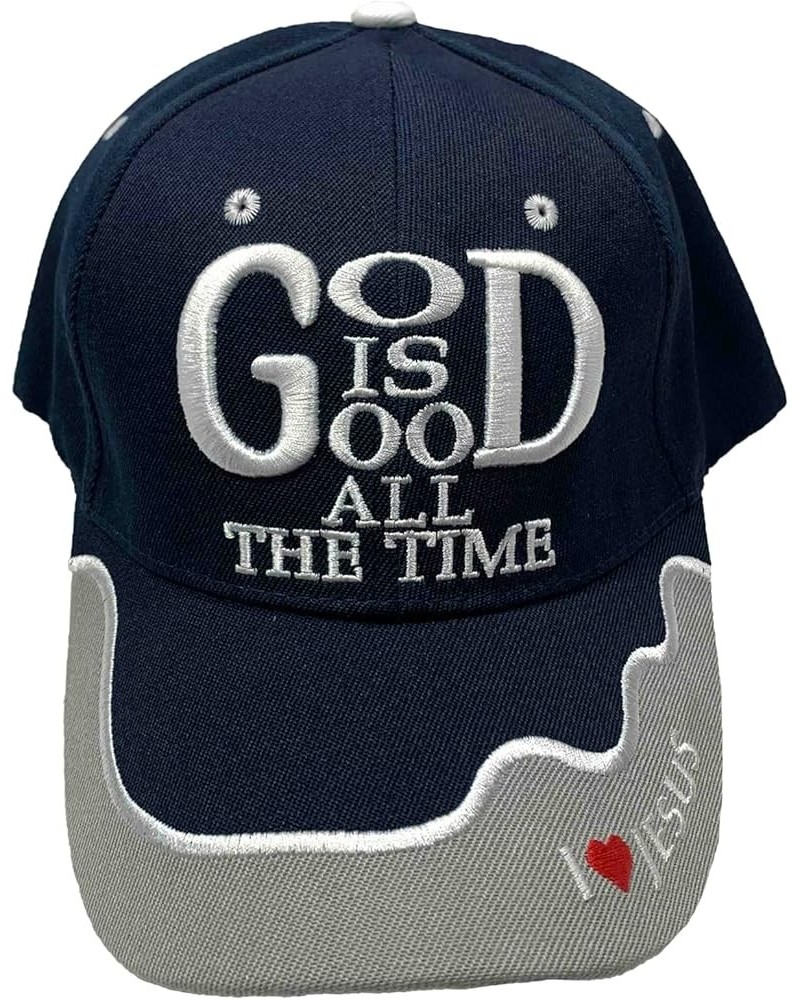 God is Good All The Time Christian Hat | 6-Panel Adjustable Velcro Strap Cap Made from Cotton Fabric| One Size Fits Most Navy...