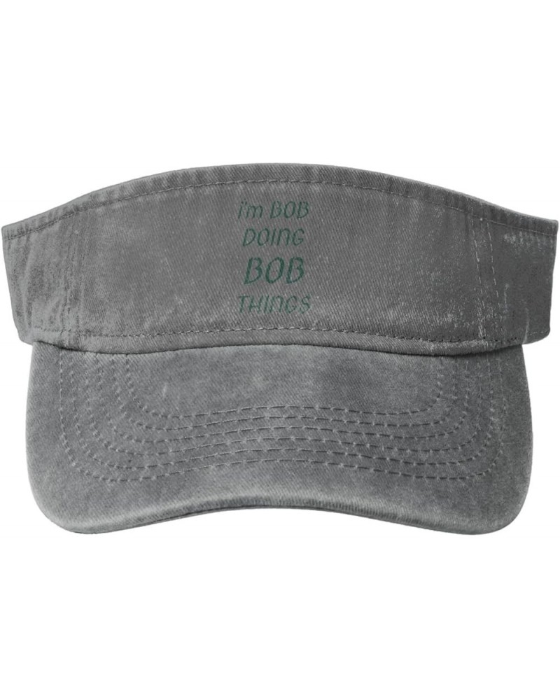 Im Bob Doing Bob Things Sports Sun Visor Hat for Men Women,Empty Top Sun Hats Topless Cap,Black Gray $10.21 Visors