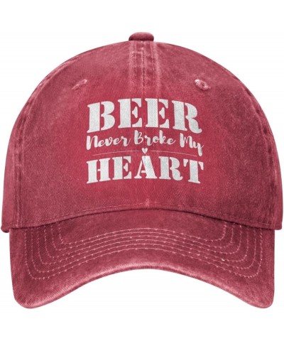 Beer Never Broke My Heart Hat for Men Women Beer Lover Hat Men Women Baseball Cap FunnyTrucker Hat Cowboy Hat Red $12.08 Cowb...