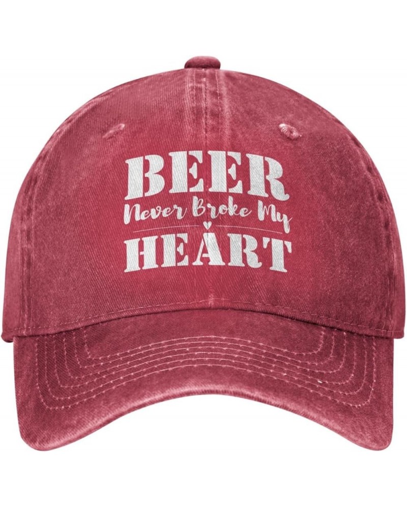 Beer Never Broke My Heart Hat for Men Women Beer Lover Hat Men Women Baseball Cap FunnyTrucker Hat Cowboy Hat Red $12.08 Cowb...