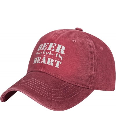 Beer Never Broke My Heart Hat for Men Women Beer Lover Hat Men Women Baseball Cap FunnyTrucker Hat Cowboy Hat Red $12.08 Cowb...