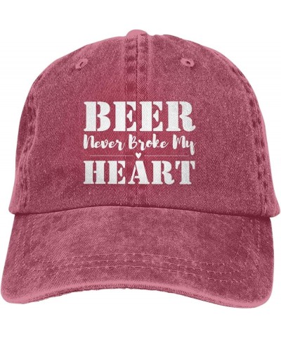 Beer Never Broke My Heart Hat for Men Women Beer Lover Hat Men Women Baseball Cap FunnyTrucker Hat Cowboy Hat Red $12.08 Cowb...