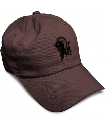 Soft Baseball Cap Buffalo A Embroidery Wild Animals Buffalo Twill Cotton Dad Hats for Men & Women Brown Design Only $14.03 Ba...