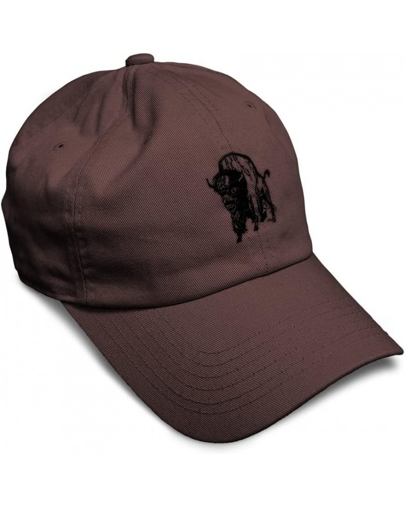 Soft Baseball Cap Buffalo A Embroidery Wild Animals Buffalo Twill Cotton Dad Hats for Men & Women Brown Design Only $14.03 Ba...