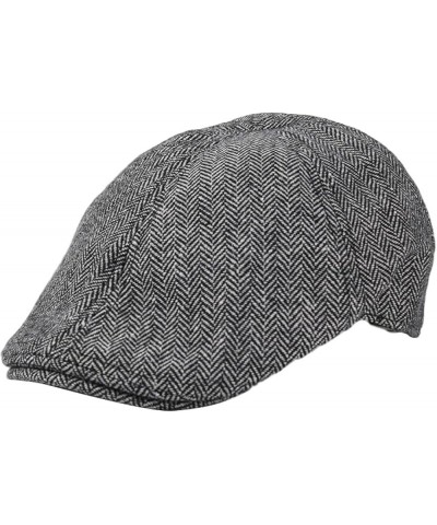 Mens Classic Herringbone Newsboy Hats Autumn Irish Lightweight Beret Hat Soft Retro Wool Flat Cabbie Cap Gray $20.76 Newsboy ...