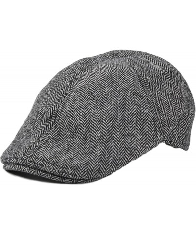 Mens Classic Herringbone Newsboy Hats Autumn Irish Lightweight Beret Hat Soft Retro Wool Flat Cabbie Cap Gray $20.76 Newsboy ...