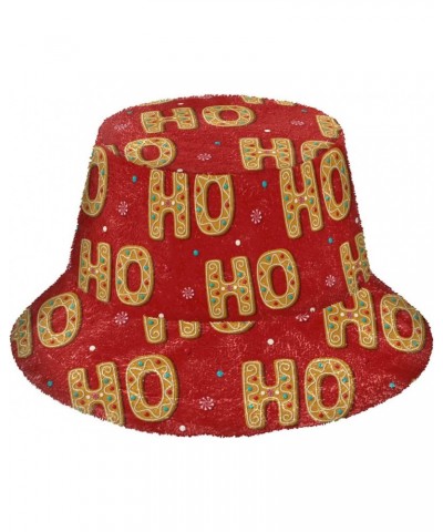 Christmas Cookies Hohoho Bucket Hat for Women Men Packable Bucket Hat Unisex Golf Bucket hat for Fall Winter Daily Travel Mul...