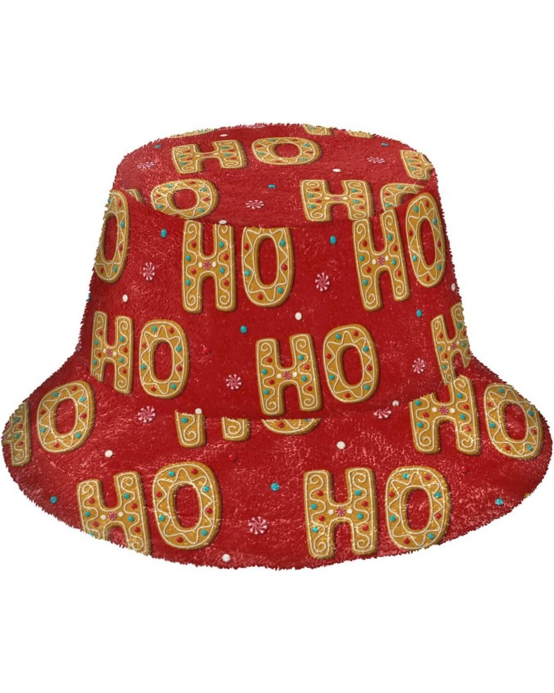 Christmas Cookies Hohoho Bucket Hat for Women Men Packable Bucket Hat Unisex Golf Bucket hat for Fall Winter Daily Travel Mul...