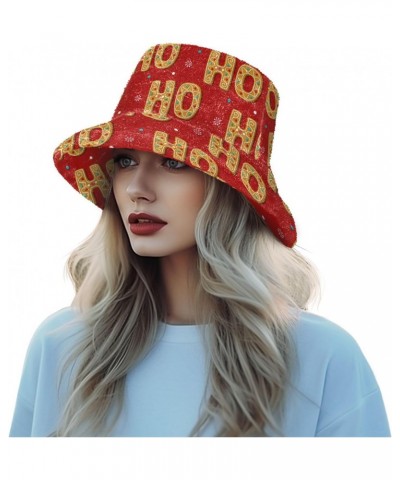 Christmas Cookies Hohoho Bucket Hat for Women Men Packable Bucket Hat Unisex Golf Bucket hat for Fall Winter Daily Travel Mul...