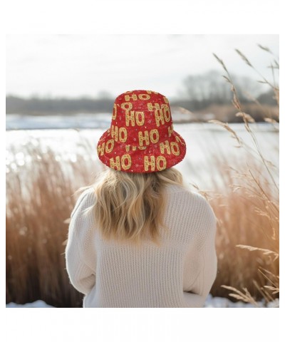 Christmas Cookies Hohoho Bucket Hat for Women Men Packable Bucket Hat Unisex Golf Bucket hat for Fall Winter Daily Travel Mul...