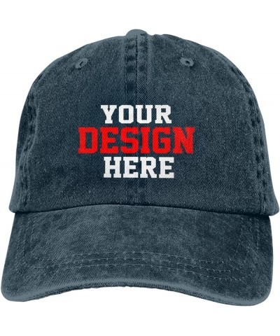 Custom Hat Add Your Text Photo Name Unisex Custom Cowboy Hat Classic Personalized Baseball Cap Sun Hat Navy Blue $9.33 Baseba...