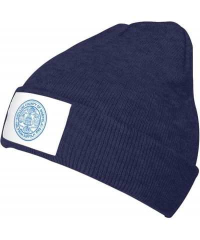 Flag of Norfolk County, Massachusetts Beanie Hat for Men Women Soft Cozy Skull Cap Winter Warm Knit Hats Navy Blue $12.97 Sku...